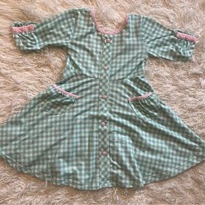 GUC Emma Blake Smocks Aqua and White Plaid 50’s Dress Sz 4